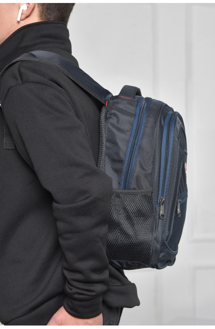 Рюкзак чоловічий однотонний темно-синього кольору 166202L