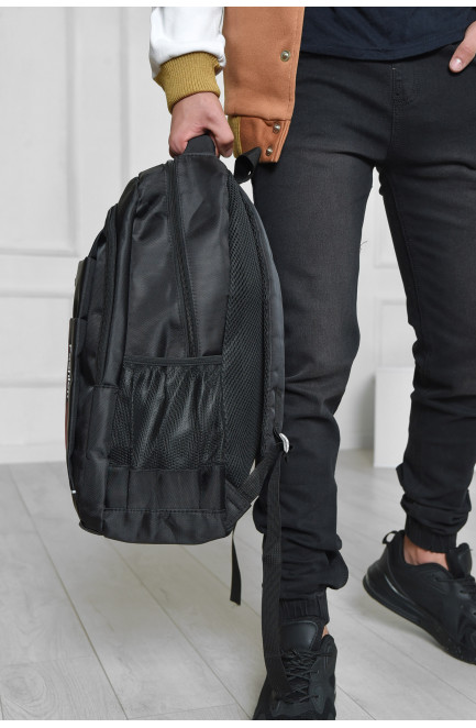 Рюкзак чоловічий однотонний чорного кольору 166473L