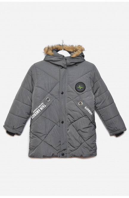 Куртка детская зимняя для мальчика темно-серого цвета 166566L