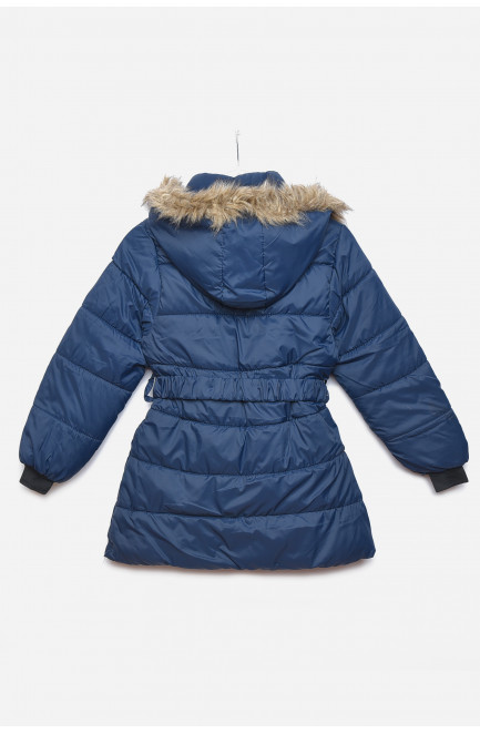 Куртка дитяча зимова  для дівчинки темно-синього кольору 166570L