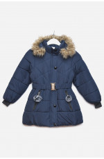 Куртка дитяча зимова  для дівчинки темно-синього кольору 166571L