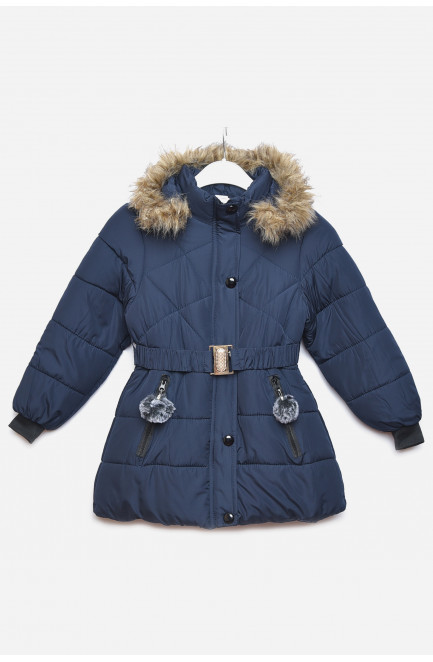 Куртка детская зимняя для девочки темно-синего цвета 166571L
