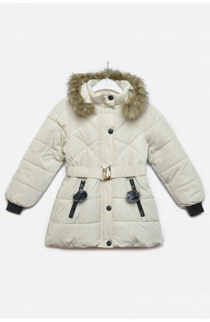 Куртка детская зимняя для девочки молочного цвета 166574L