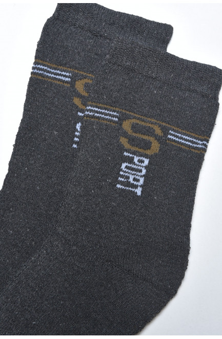 Шкарпетки чоловічі махрові темно-сірого кольору розмір 40-45 166892L
