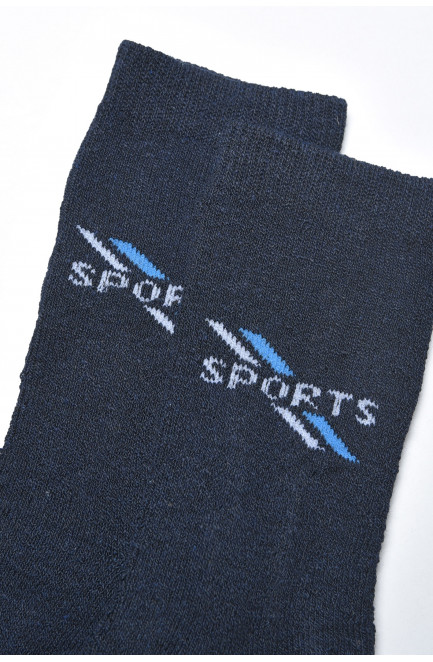 Шкарпетки чоловічі махрові темно-синього кольору розмір 40-45 166901L