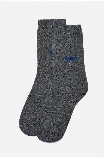 Шкарпетки чоловічі махрові темно-сірого кольору розмір 42-48 166913L