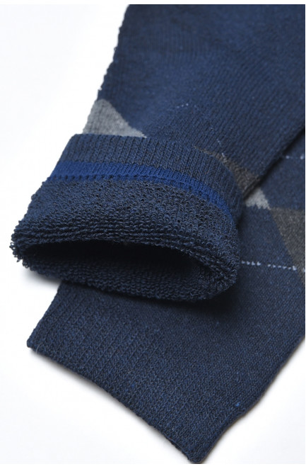 Шкарпетки чоловічі махрові темно-синього кольору розмір 42-48 166921L