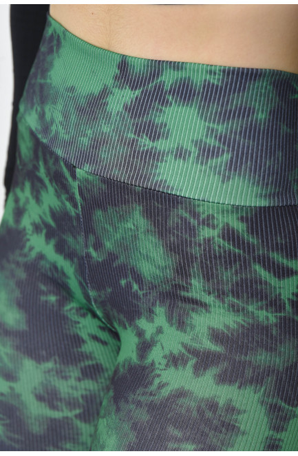 Лосины женские в рубчик на флисе зеленого цвета 167648L