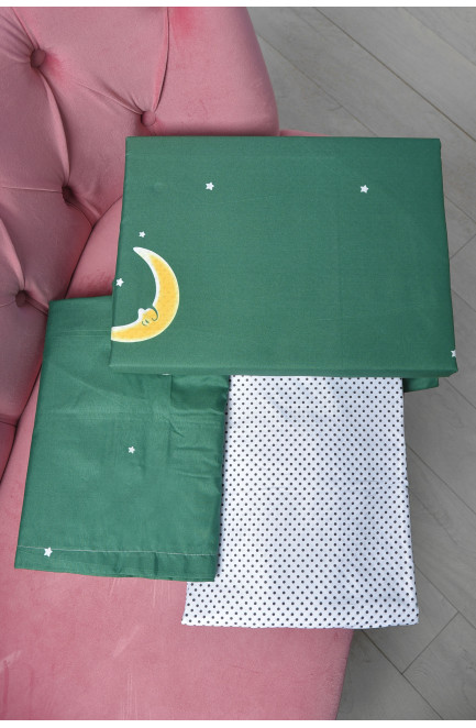 Комплект постельного белья бело-зеленого цвета двуспальный 167744L
