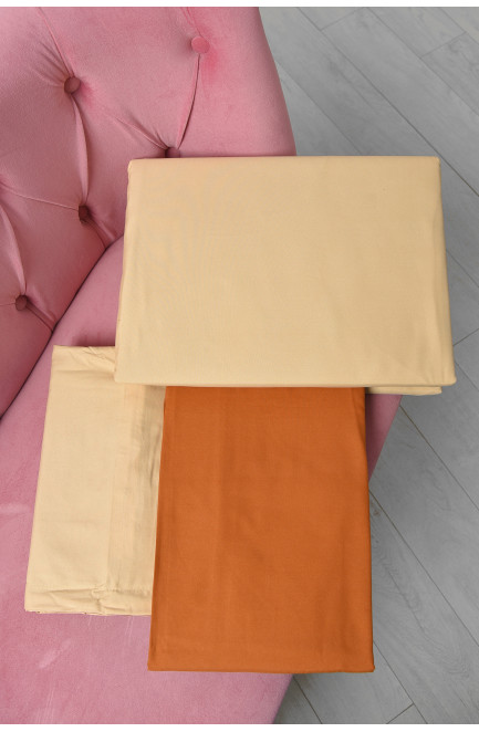 Комплект постельного белья бежево-горчичного цвета полуторка 167772L
