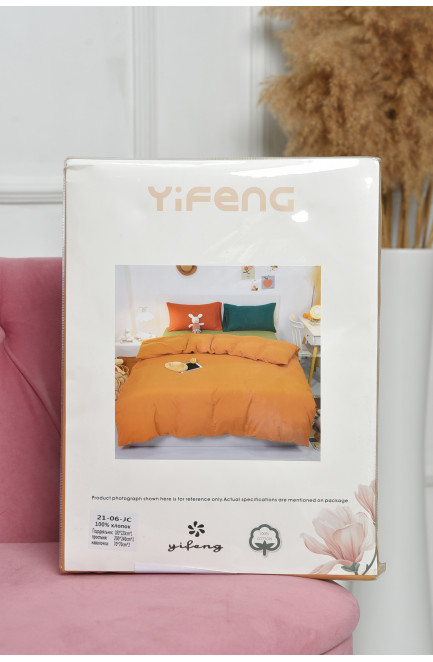 Комплект постельного белья оранжево-салатового  цвета двуспальный 167789L