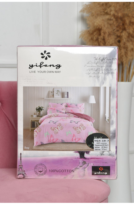 Комплект постельного белья розового цвета евро 167818L
