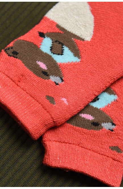 Шкарпетки дитячі махрові червоного кольору 167838L