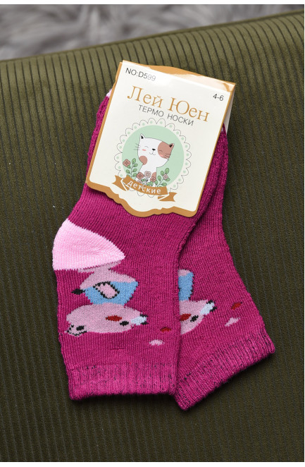 Шкарпетки дитячі махрові  для дівчинки фіолетового кольору 167841L