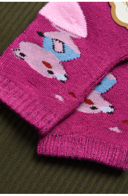 Шкарпетки дитячі махрові  для дівчинки фіолетового кольору 167841L