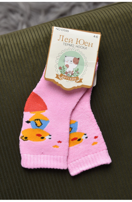 Шкарпетки дитячі махрові  для дівчинки рожевого кольору 167842L
