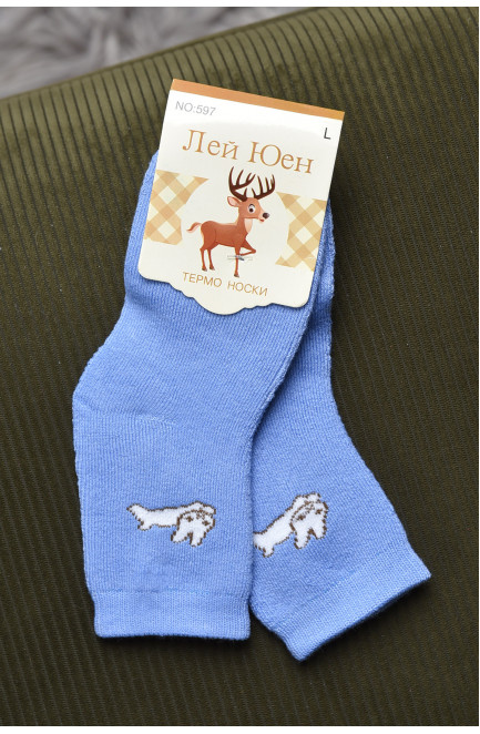 Шкарпетки дитячі махрові блакитного кольору 167843L