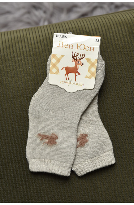 Шкарпетки дитячі махрові темно-бежевого кольору 167864L