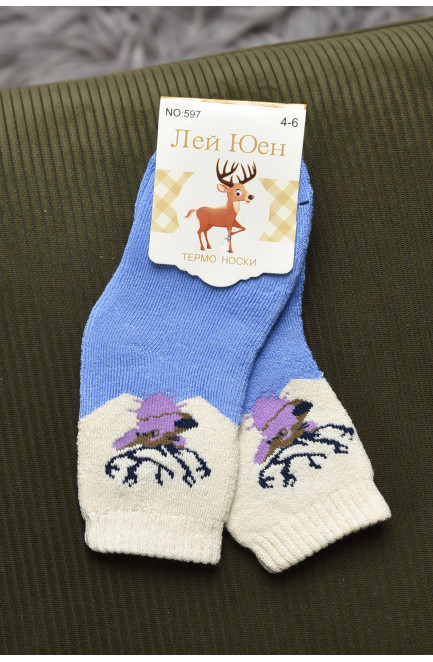 Шкарпетки дитячі махрові блакитного кольору 167869L