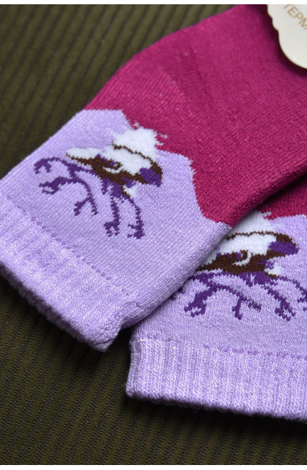 Носки детские махровые для девочки фиолетового цвета 167873L