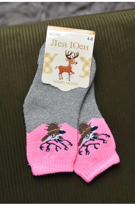 Шкарпетки дитячі махрові для дівчинки сірого кольору 167874L