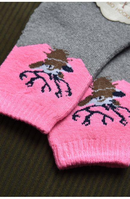 Шкарпетки дитячі махрові для дівчинки сірого кольору 167874L