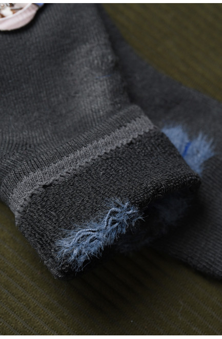Шкарпетки дитячі махрові для хлопчика темно-сірого кольору 167875L