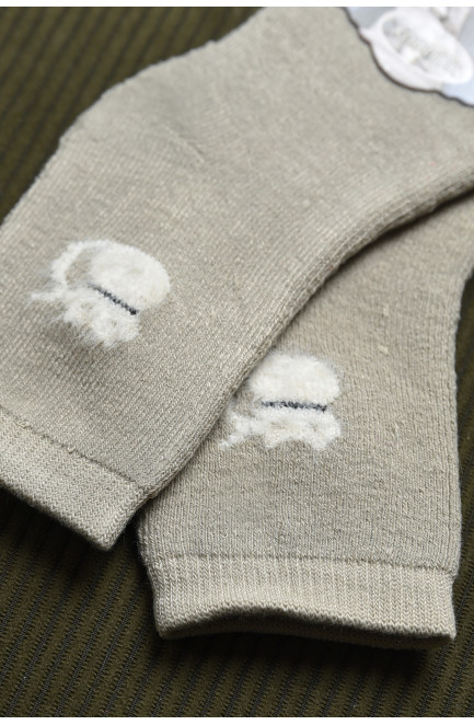 Шкарпетки дитячі махрові для хлопчика темно-бежевого кольору 167883L