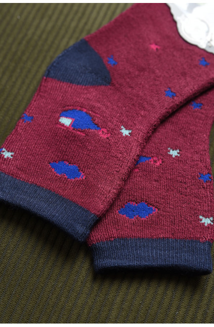 Носки детские махровые для мальчика бордового цвета 167885L