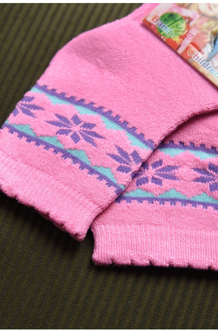 Носки детские махровые для девочки розового цвета 167901L