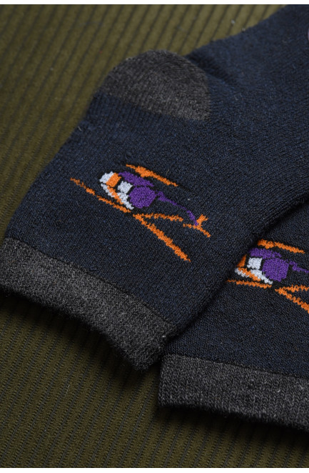 Шкарпетки дитячі махрові для хлопчика темно-синього кольору 167952L
