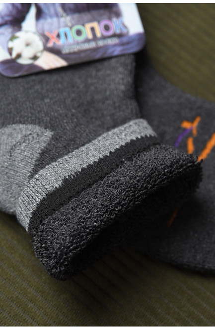 Шкарпетки дитячі махрові для хлопчика темно-сірого кольору 167956L