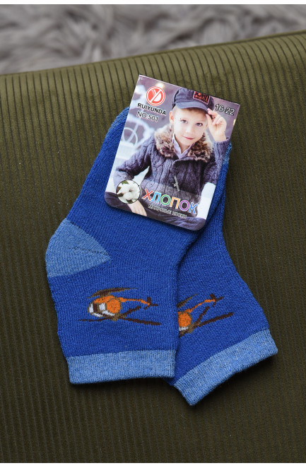 Носки детские махровые для мальчика синего цвета 167957L