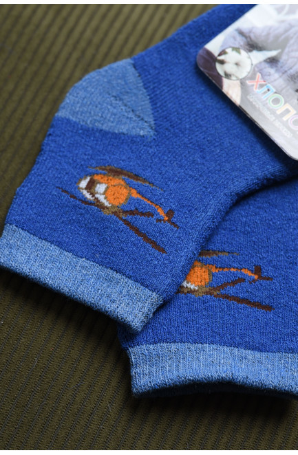 Шкарпетки дитячі махрові для хлопчика синього кольору 167957L