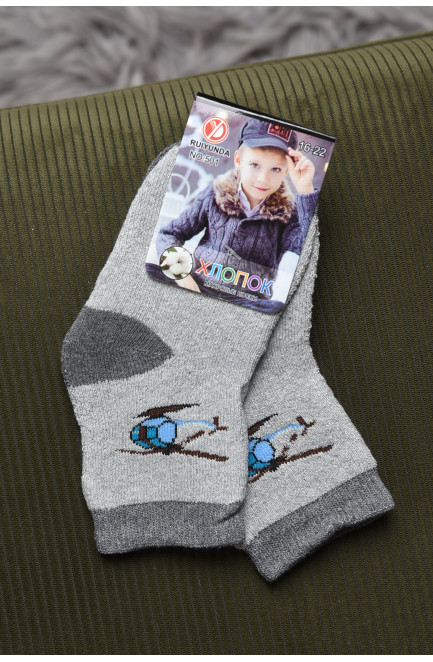 Шкарпетки дитячі махрові для хлопчика світло-сірого кольору 167958L