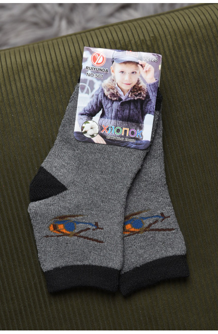 Шкарпетки дитячі махрові для хлопчика сірого кольору 167959L