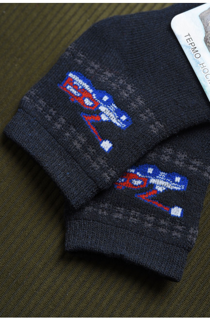 Шкарпетки дитячі махрові для хлопчика темно-синього кольору 167964L