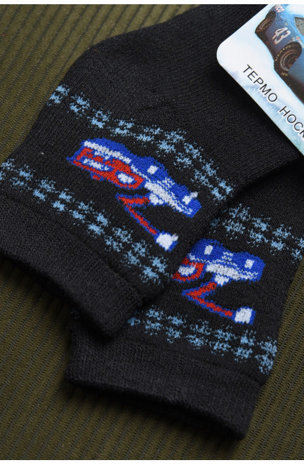 Шкарпетки дитячі махрові для хлопчика чорного кольору 167965L