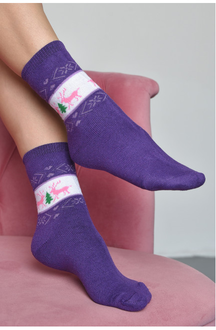 Носки махровые женские фиолетового цвета размер 37-42 167992L