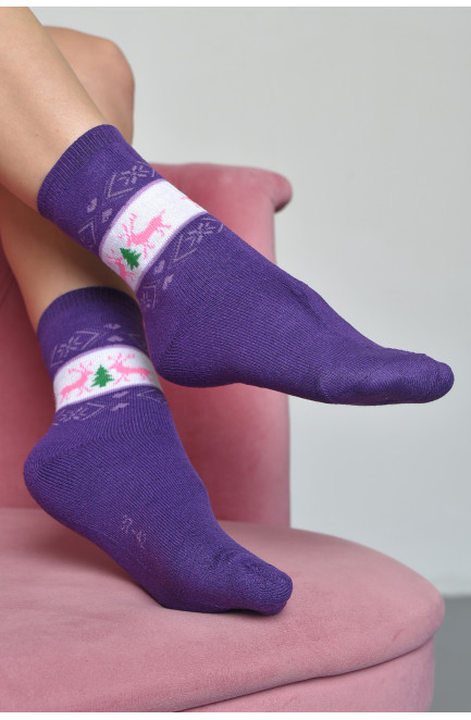 Шкарпетки махрові жіночі фіолетового кольору розмір 37-42 167992L