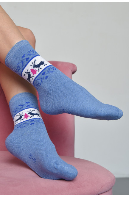 Шкарпетки махрові жіночі блакитного кольору розмір 37-42 167993L