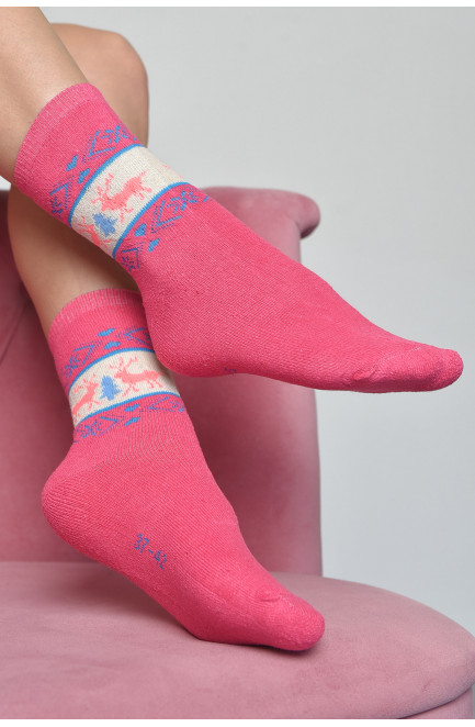 Шкарпетки махрові жіночі рожевого кольору розмір 37-42 167994L