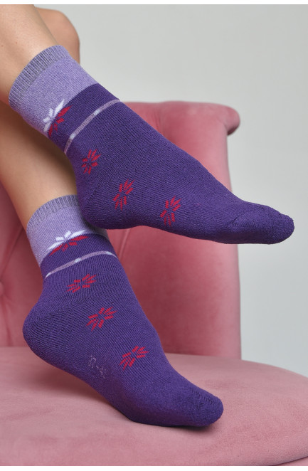 Носки махровые женские фиолетового цвета размер 37-42 168007L