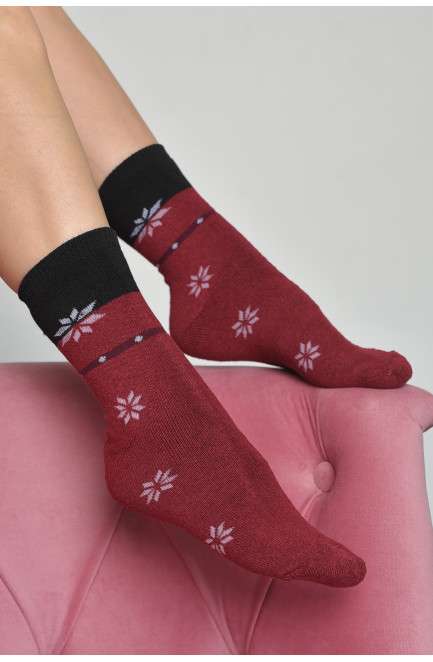 Шкарпетки махрові жіночі бордового кольору розмір 37-42 168013L