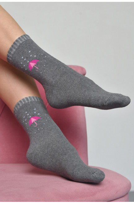 Шкарпетки махрові жіночі сірого кольору розмір 37-42 168020L