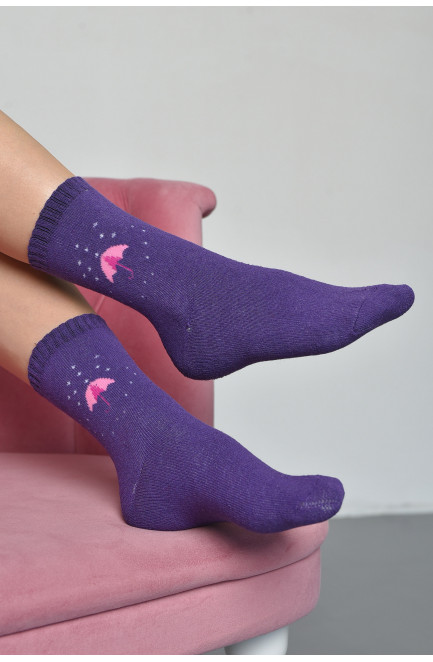 Шкарпетки махрові жіночі фіолетового кольору розмір 37-42 168021L