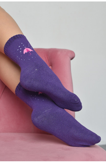 Шкарпетки махрові жіночі фіолетового кольору розмір 37-42 168021L