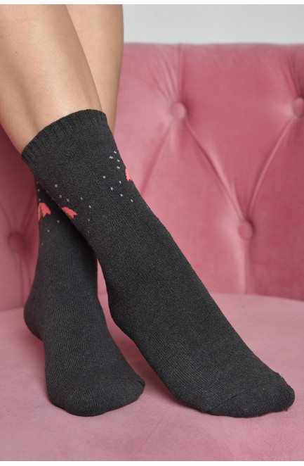 Шкарпетки махрові жіночі темно-сірого кольору розмір 37-42 168022L