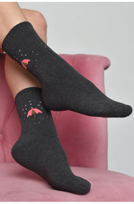 Шкарпетки махрові жіночі темно-сірого кольору розмір 37-42 168022L