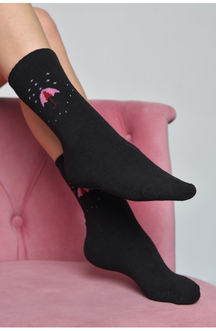 Шкарпетки махрові жіночі чорного кольору розмір 37-42 168026L